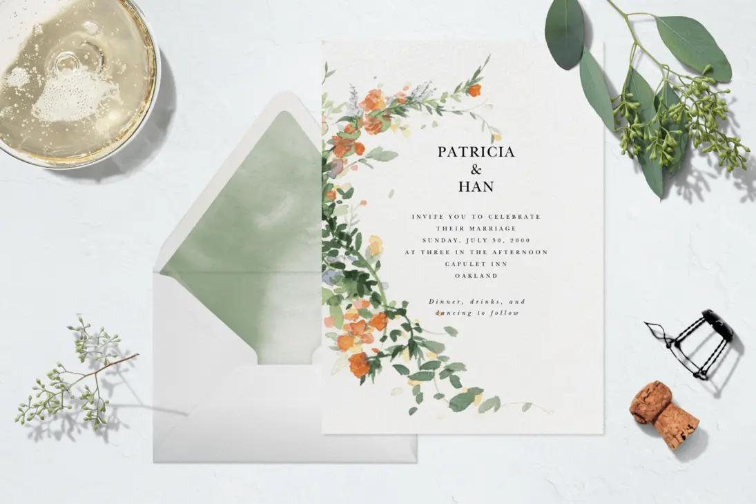 Elegant digital wedding invitation on screen
