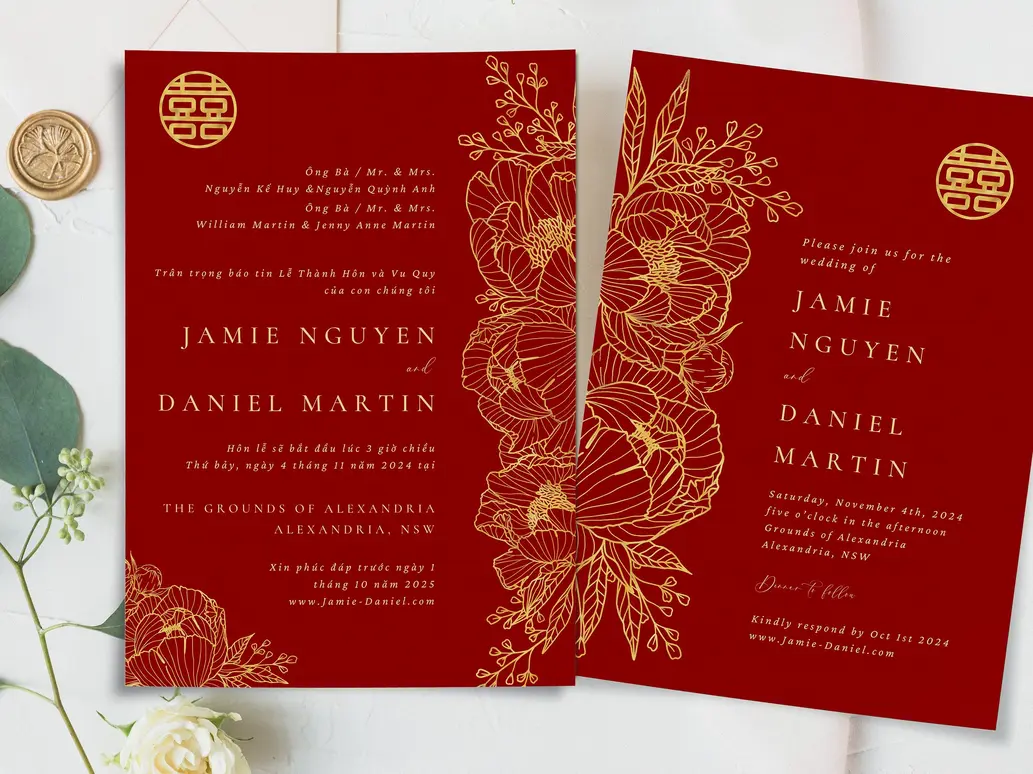 Modern Vietnamese digital wedding invitation design