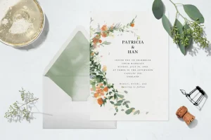 Elegant digital wedding invitation on screen
