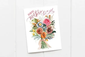 Watercolor boho calligraphy greeting card design